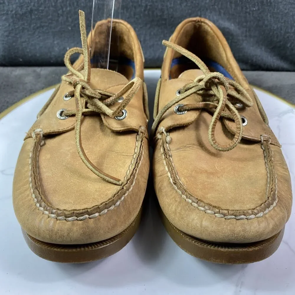 Sperry Top Sider Loafer Sahara Men's Size 9 US Brown Leather Lace Up Loafer Logo